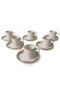 Hermia Juego de tazas de café y platos de cerámica, 12 piezas, Crema y Marrón